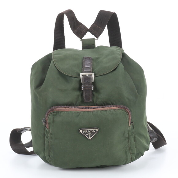 PRADA Handbags - Prada Tessuto Nylon Triangle Logo Leather Backpack for Women